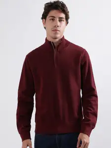 GANT Maroon Mock Collar Pure Cotton Pullover Sweatshirt