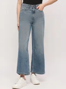 Pepe Jeans Women Wide Leg High-Rise Heavy Fade Pure Cotton Jeans