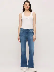 Pepe Jeans Women Flared High-Rise Light Fade Stretchable Jeans