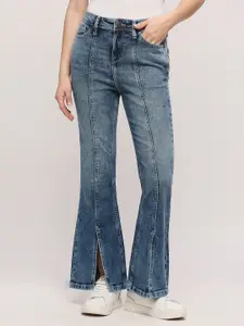 Pepe Jeans Women Flared High-Rise Heavy Fade Clean Look Stretchable Jeans