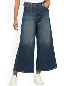 Pepe Jeans Women Wide Leg High Rise Clean Look Light Fade Cotton Jeans