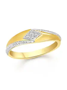 Vighnaharta Gold & Rhodium-Plated CZ-Studded Ring
