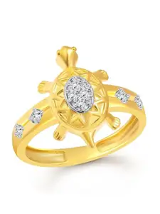 Vighnaharta Women Gold-Plated Turtle Cubic Zirconia Studded Adjustable Finger Ring