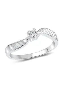 Vighnaharta Rhodium-Plated Cubic Zirconia Stone Solitaire Finger Ring
