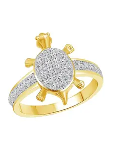 Vighnaharta Gold-Plated CZ-Studded Tortoise Ring