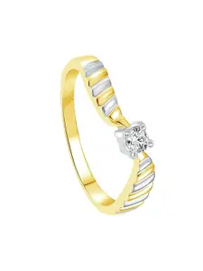 Vighnaharta Gold-Plated & Rhodium-Plated Cubic Zirconia Stone Solitaire Finger Ringg