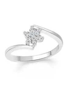 Vighnaharta Women Rhodium-Plated Cubic Zirconia-Studded Ring