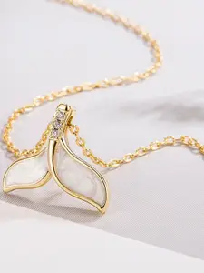 MYKI Gold-Plated Dazzling Fishtail Diamond Pendant Chain