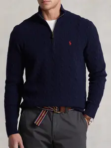 Polo Ralph Lauren Cable Knit Mock Neck Half-Zipper Pullover