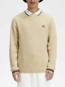 Fred Perry Round Neck Pure Cotton Pullover Sweater