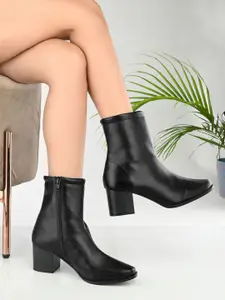 MISEEN Women Mid Top Square Toe Block Heel Regular Boots