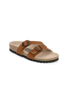 The Roadster Lifestyle Co. Buckle Detail Leather Open Toe Flats