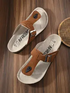 AfroJack Men Leather Comfort Sandals With Buckle Detail