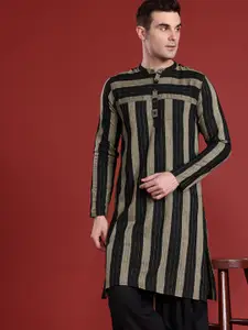 Anouk Men Striped Thread Work Kurta with Salwar