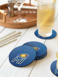 macmerise Blue & Yellow 6 Pieces Emblem Printed Round Coasters