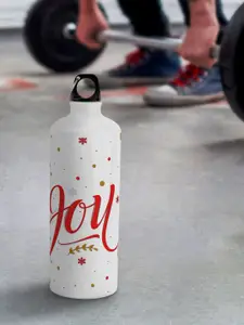 macmerise White Leak Proof Christmas Joy Design Aluminium Water Bottle 750 ml