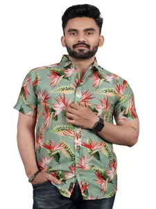 Bought First Men Green Premium Floral Opaque Printed Casual Shirt