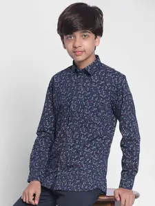 Crimsoune Club Boys Floral Printed Slim Fit Opaque Cotton Casual Shirt
