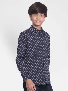 Crimsoune Club Boys Floral Printed Slim Fit Opaque Cotton Casual Shirt