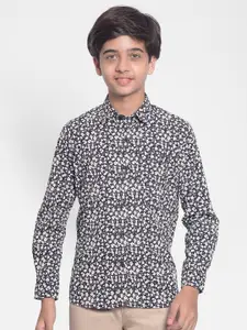 Crimsoune Club Boys Floral Printed Slim Fit Opaque Cotton Casual Shirt