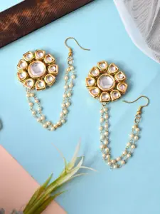 Fabstreet Gold-Plated Floral Drop Earrings