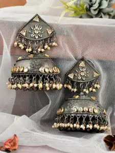 Fabstreet Silver-Plated Dome Shaped Jhumkas