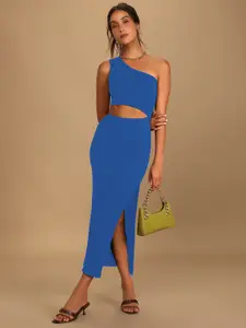 Marie Claire One Shoulder Cut-Out Detailed Sheath Midi Dress