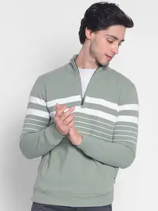 Crimsoune Club Striped Mock Collar Sweatshirt