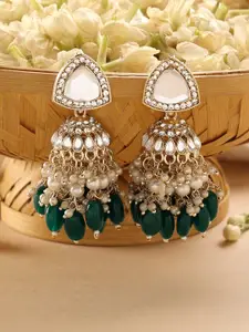 Zaveri Pearls Gold-Plated Kundan-Studded Contemporary Jhumkas
