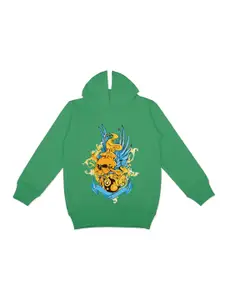 YK Boys Graphic Printed Hooded Fleece Sweatshirt