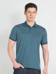 Arrow Striped Polo Collar Pure Cotton T-shirt