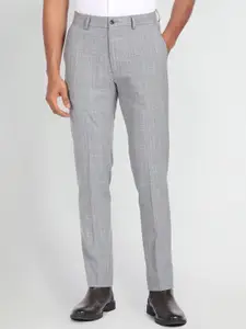 Arrow New York Men Checked Slim Fit Formal Trousers