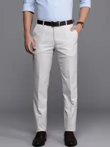 Raymond Men Mid-Rise Self Design Slim Fit Textured Formal Trousers