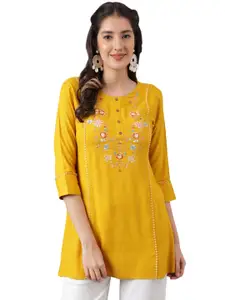 KALINI Floral Embroidered A-Line Kurti