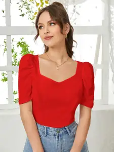 Dream Beauty Fashion Sweetheart Neck Puff Sleeve Regular Top