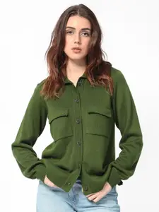 RAREISM Women Green Opaque Casual Shirt