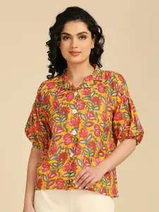 GUFRINA Floral Printed Cotton Shirt Style Top