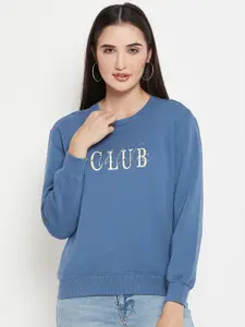 Madame Typography Printed Cotton Pullover Sweatshirt