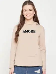 EDRIO Typography Printed Hooded Cotton Sweatshirt