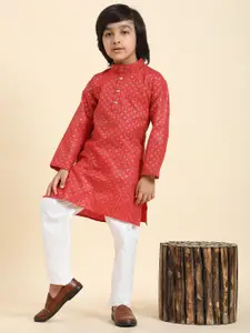 Pro-Ethic STYLE DEVELOPER Boys Floral Printed Regular Kurta With Pyjamas