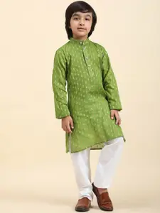 Pro-Ethic STYLE DEVELOPER Boys Floral Woven Design Mandarin Collar Kurta with Pyjamas