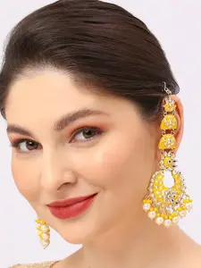 OOMPH Yellow Floral Chandbalis Earrings