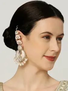 OOMPH Floral Kundan-Studded Meenakari Chandbalis