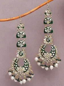 OOMPH Black Floral Chandbalis Earrings