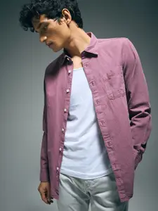 Flying Machine Slim Fit Solid Cotton Linen Casual Shirt