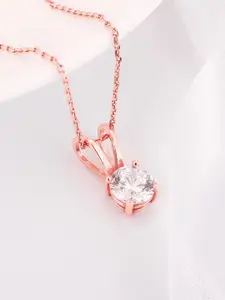 GIVA Rose Gold-Plated CZ-Studded Pendant With Chain