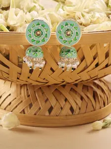 Zaveri Pearls Gold Plated Dome Shaped Beaded Jhumkas