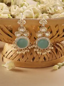 Zaveri Pearls Gold Plated Kundan Studded Drop Earrings
