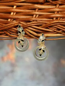 Zaveri Pearls Gold Plated Contemporary Stone Studded Drop Earrings