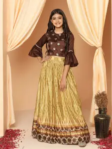 FASHION DREAM Girls Embroidered Sequinned Ready To Wear Lehenga & Blouse